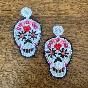 beaded skull earrings